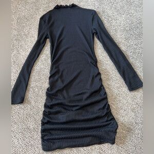 Turtle neck long sleeve ribbed fitted dress